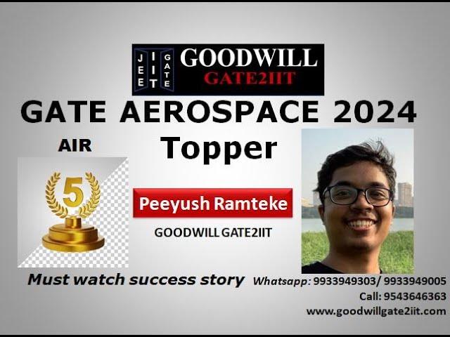 AIR 5 - GATE 2024 Aerospace Engineering Topper I Goodwill GATE AE Topper I GATE AE Rankers