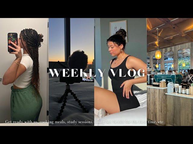 WEEKLY VLOG: cook w/us, workout, study for finals, clothing haul, getting box braids, grwm, etc.