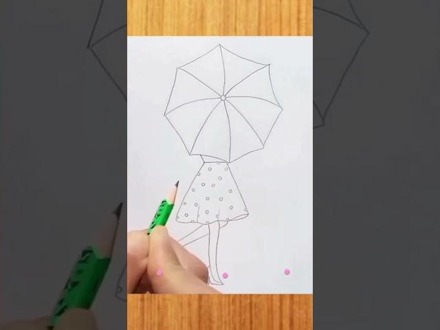 Beautiful girl drawing | girl with umbrella #short #trending #youtubeshorts #shortvideo #art #shorts