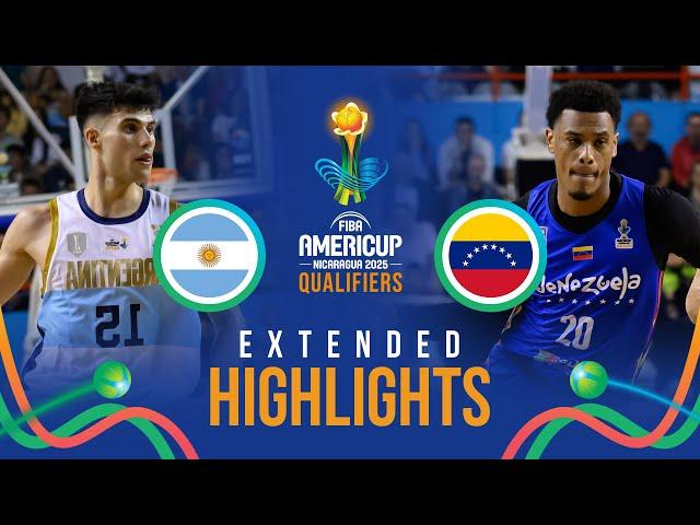 Argentina  vs Venezuela   | Extended Highlights | FIBA AmeriCup 2025 Qualifiers