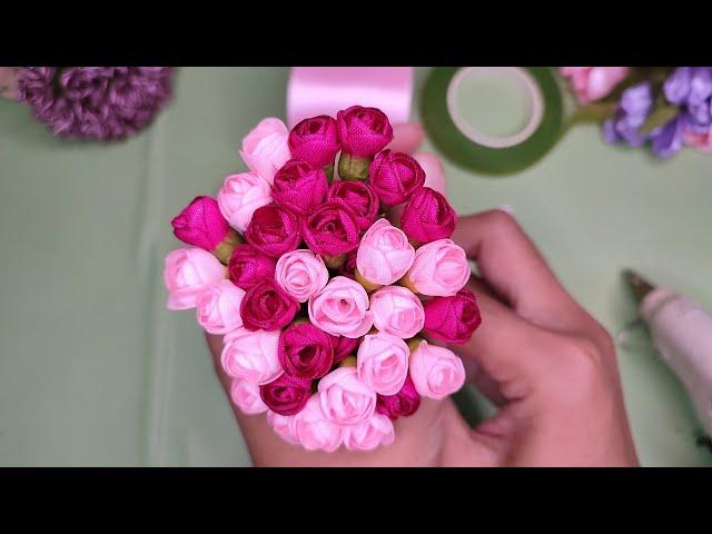 DIY | Cara Membuat bunga Dari Pita Satin | Mawar Mungil #satinribbonflowers #tutorial