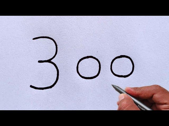 How to draw rabbit from number 300 | rabbit drawing video | rabbit drawing tutorial