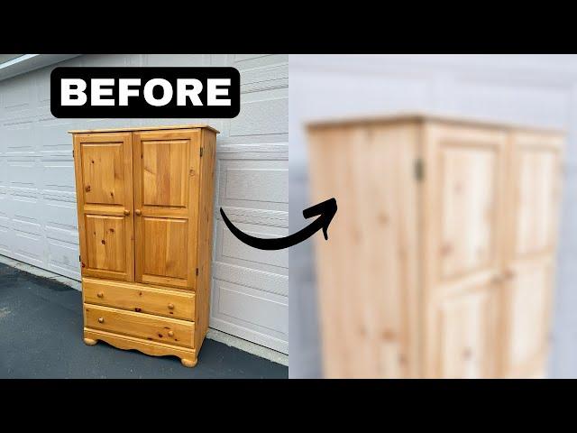 Modernizing an Outdated, Yellow Pine Amoire | How to Refinish Yellow Pine Furniture | Raw Wood Look