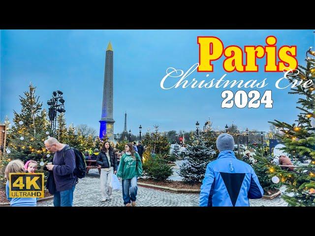 Paris, France  -  Paris Christmas Eve 2024 - 4K HDR Walking Tour | Paris 4K | A Walk In Paris