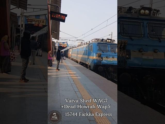 Dead Wap5 + Vatva WAG7 hauling late running train #shorts #trendingshorts #deadlocomotive #deadwa5