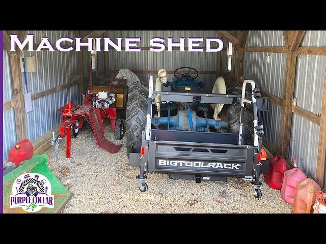 Machine shed for tractor equipment storage