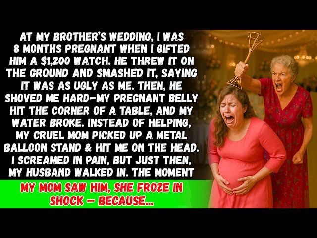 At brother's wedding, he broke my $1,200 gift & mom hit me with a balloon stand. My water broke—but…