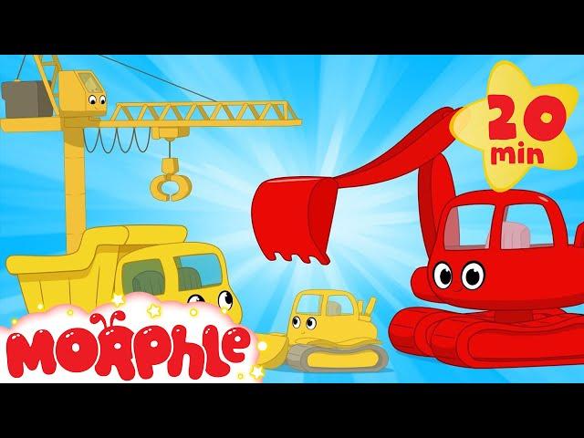 My Magic Living Construction Vehicles!  Morphle Excavator, Bulldozer, Dump Truck and Crane videos