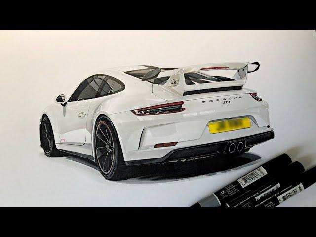 Drawing a white Porsche 911 (part 1)