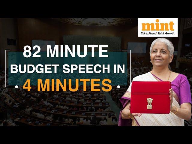 Budget 2024: FM Nirmala Sitharaman's Speech Highlights In 4 Minutes | New Tax Regime, Jobs Push