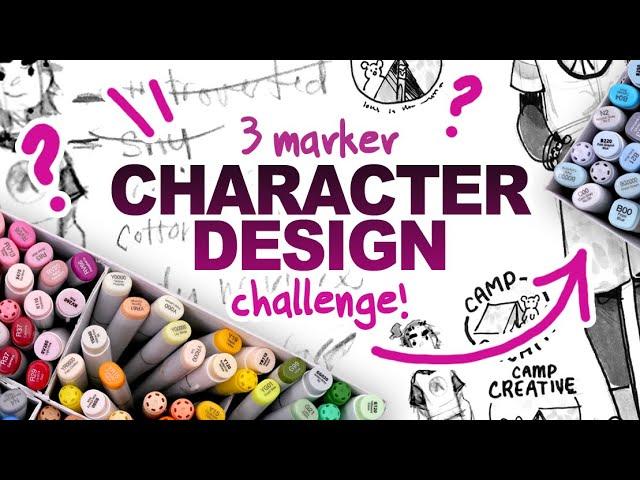 oooo another... 3 MARKER CHARACTER DESIGN CHALLENGE!? | Copic + Ohuhu Markers!