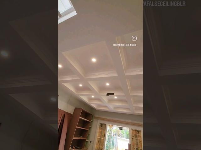 Gypsum Grid Design Ceiling with cornice️#shorts #falseceiling #falseceilingdesigns #interiordesign