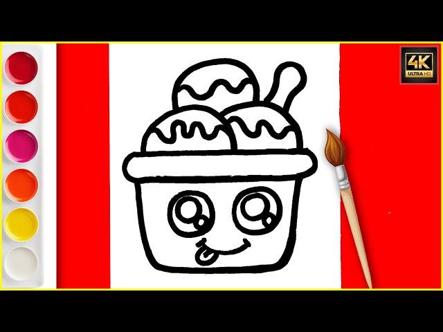 How to draw a cute Ice cream bowl, Ellora Art & Craft