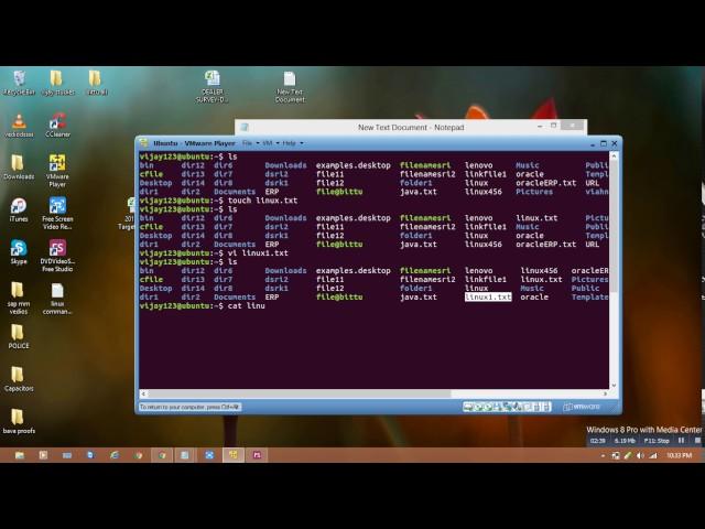 cat,vi,touch commands differences in Linux