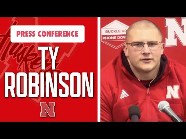 Nebraska football DL Ty Robinson talks after Nebraska’s 13-10 loss at Iowa I Huskers I GBR