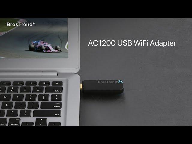 BrosTrend 1200Mbps USB WiFi Card, Dual Band WiFi Supported for Laptop and Desktop, Compact Design