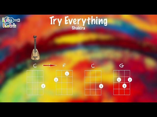 Try Everything by Shakira - Ukulele play along (C, F, G, Am)