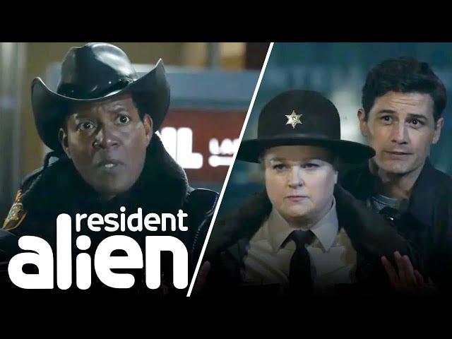 Sheriff Mike & Deputy Liv Have A Standoff With Joesph | Resident Alien (S3 E7) | SYFY