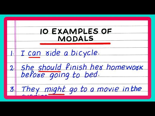 EXAMPLES OF MODALS | MODAL VERBS | 5 | 10 SENTENCES USING MODAL | MODAL VERBS | IN ENGLISH GRAMMAR