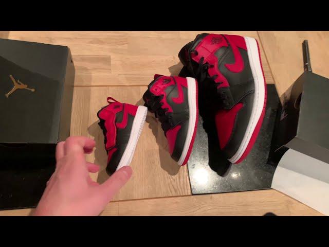 Air Jordan 1 Mid Bred Kids TD / PS & Mens Comparison