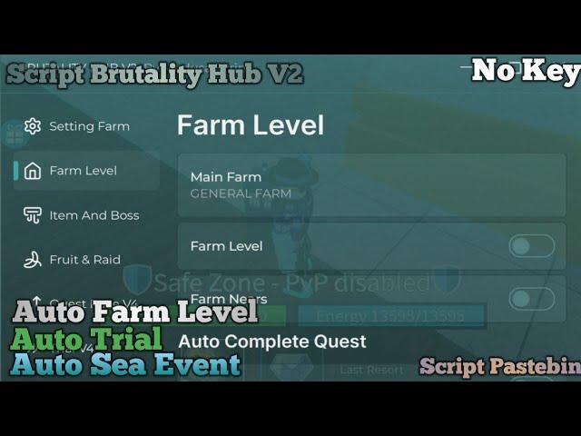 Script Brutality Hub V2 BloxFruit Pastebin | Auto Farm Level | Auto Trial | Auto Sea Event | No Key|