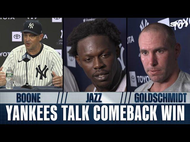 Jazz Chisholm, Aaron Boone talk wacky events in Yankees' comeback win against the Orioles