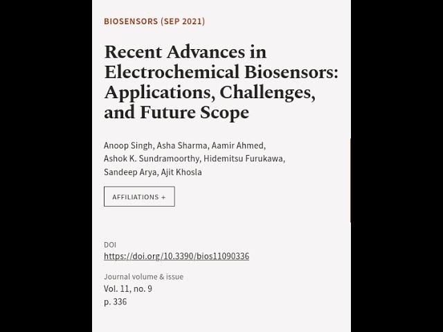 Recent Advances in Electrochemical Biosensors: Applications, Challenges, and Future S... | RTCL.TV