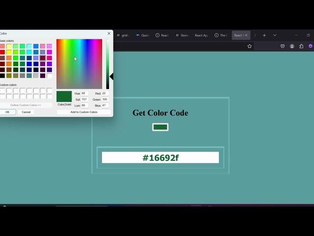 Create your first React's App- React Color Picker| Dynamic Hex Code Display #coding #reactjs #js #ai