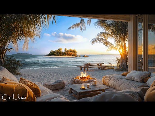 Fresh Morning Atmosphere at Cozy Beach House Ambience with Mellow Bossa Nova Jazz & Fireplace