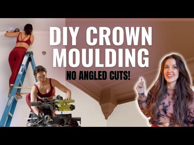 EASY DIY CROWN MOULDING NO ANGLED CUTS // diy ceiling trim