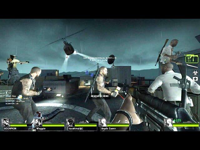 Left 4 Dead 2 - Supreme Drainer Tank Zombie boss fight on Rooftop Finale Multiplayer Gameplay