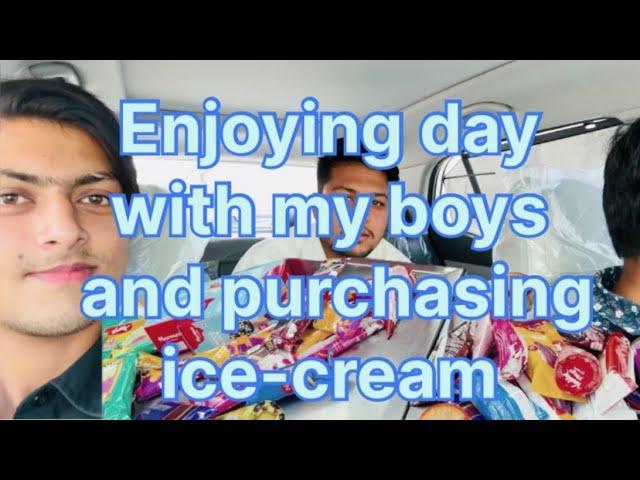 Enjoying day with my boys and purchasing ice-cream