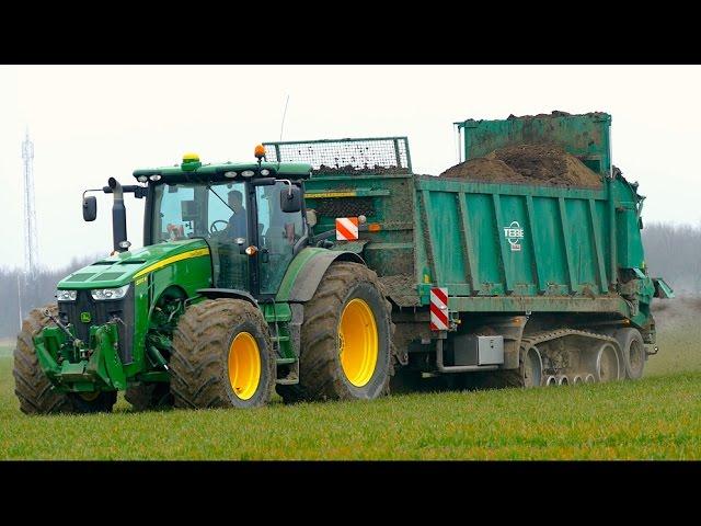 Spreading chicken manure | John Deere 8360R & Tebbe HS240 spreader on tracks | ERF