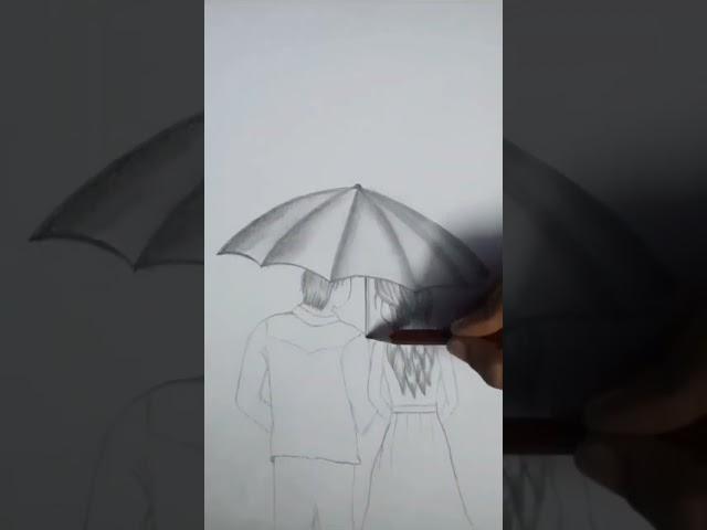 #shorts #simple girl and boy drawing with #umbrella #easy draw beginners #trending #new shading art