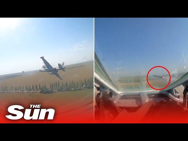 Russian Su-25 fighter plane attacks targets In Ukraine