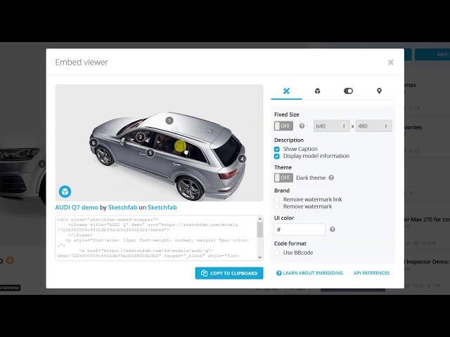 New Sketchfab 3D Embed Options