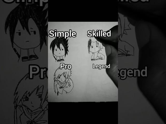 how to draw Sasuke in different levels   #shorts #anime #drawing