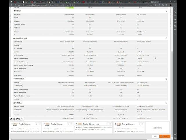 Comparison 3DMark Time Spy Extreme RTX 4090 vs RTX 3090