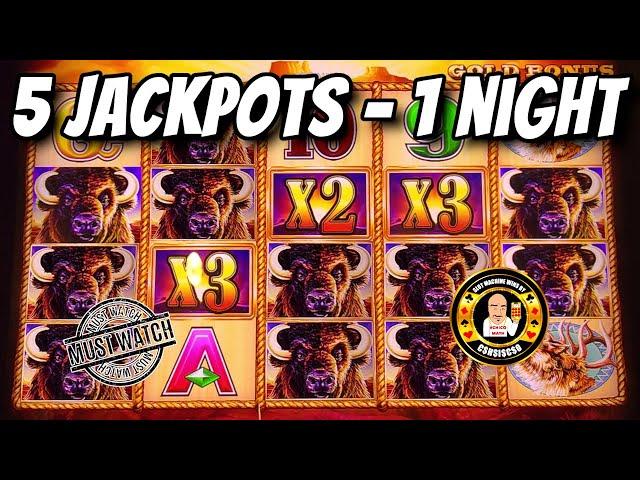 5 MUST SEE JACKPOTS - 1 Night - Buffalo Gold Slot Machines