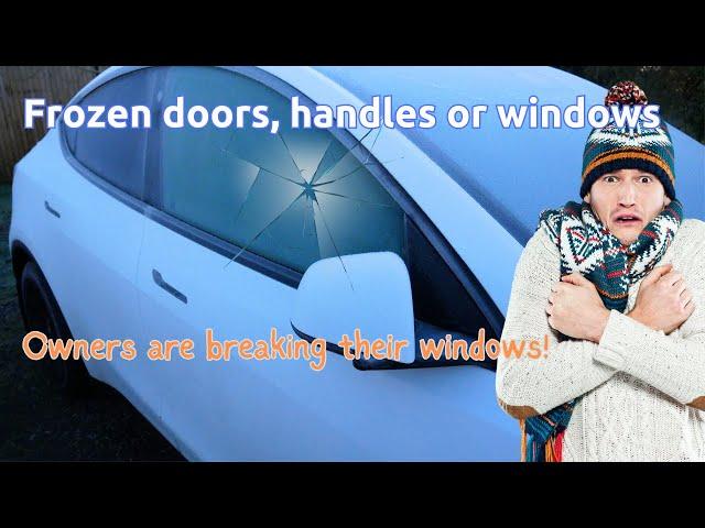 How to open a Tesla in the winter with frozen door handles or windows & not break the glass!