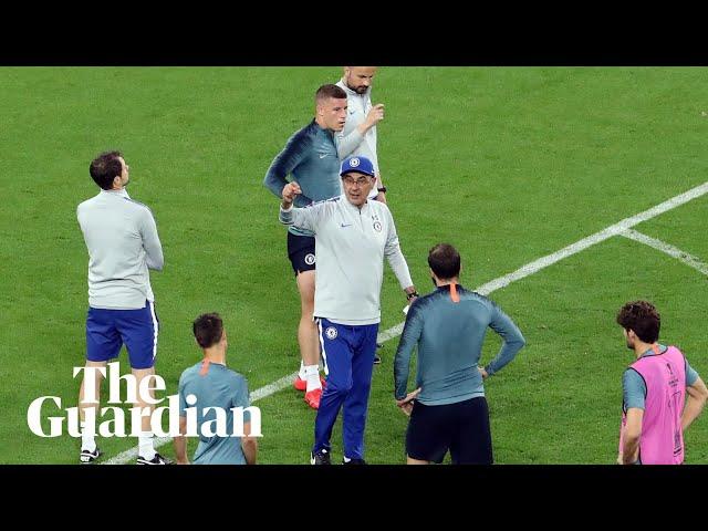 Maurizio Sarri storms out of Chelsea's final Europa League training session