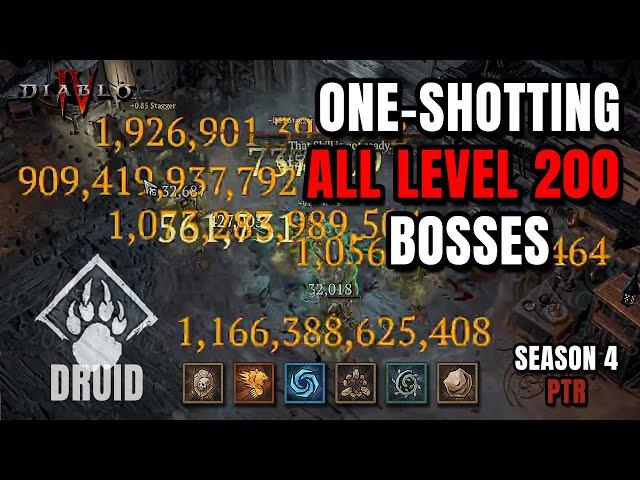 ONE-SHOTTING ALL LEVEL 200 BOSSES! Hurricane Boulder Druid Diablo 4