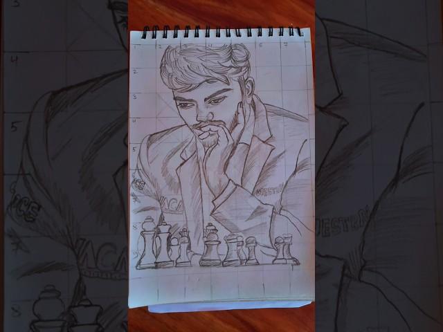 Youngest World Chess Champion  Gukesh Domaraju Drawing Outline️‍🩹️#shorts#gukeshdommaraju #art