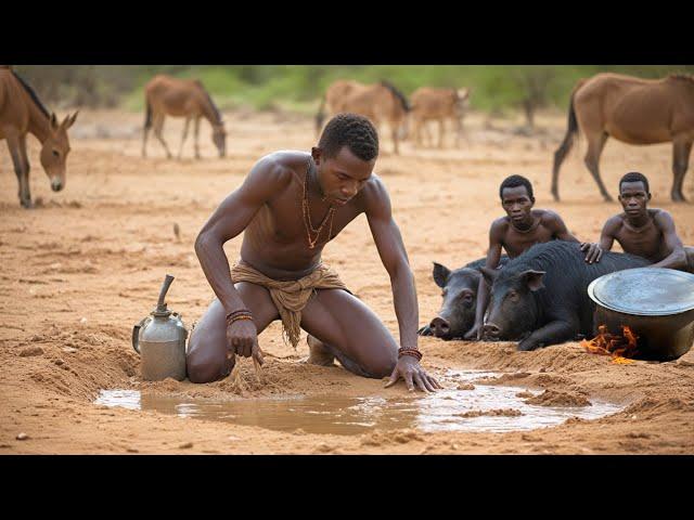 Secrets of Survival: See How the Hadzabe Find Water in Dry Riverbeds | The Life of the Hunters