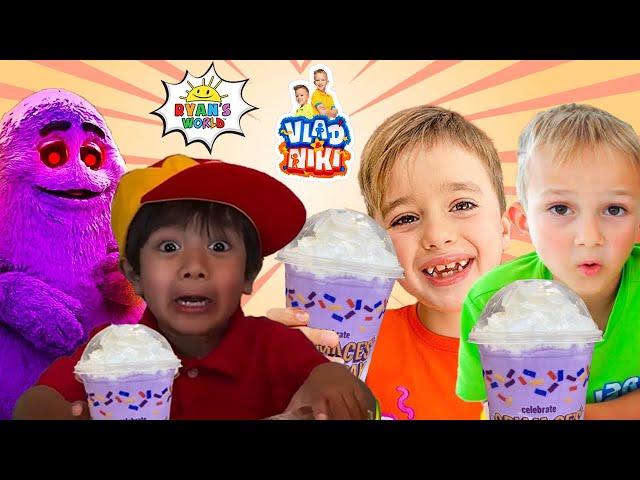 Tag with Ryan & Vlad and Niki try Grimace Shake Challenge in Real Life!