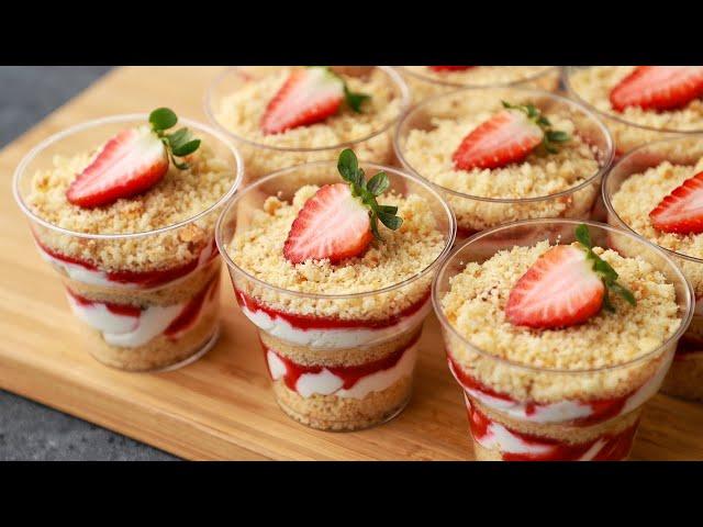 Delicious and light dessert in cups with berry filling!