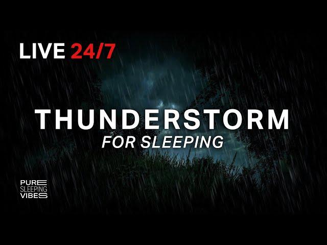  Thunderstorm Sounds for Sleeping - Dimmed Screen | Strong Rain and Thunder - Deep Sleep Sounds