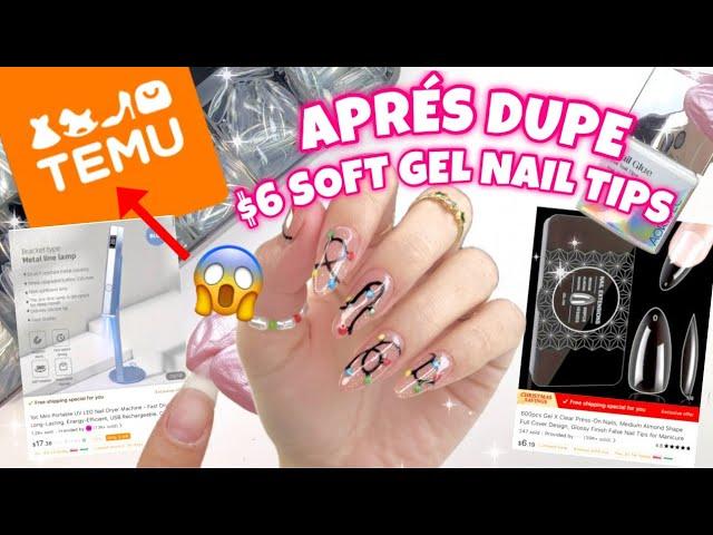 TRYING $6 APRÉS DUPE FROM TEMU | EASY SOFT GEL FULL COVER GEL EXTENSION & GLUE GEL APPLICATION