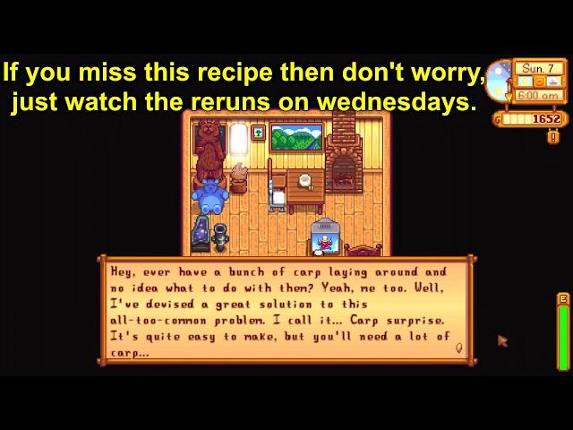 How to learn Carp Surprise recipe - Stardew Valley 1.4