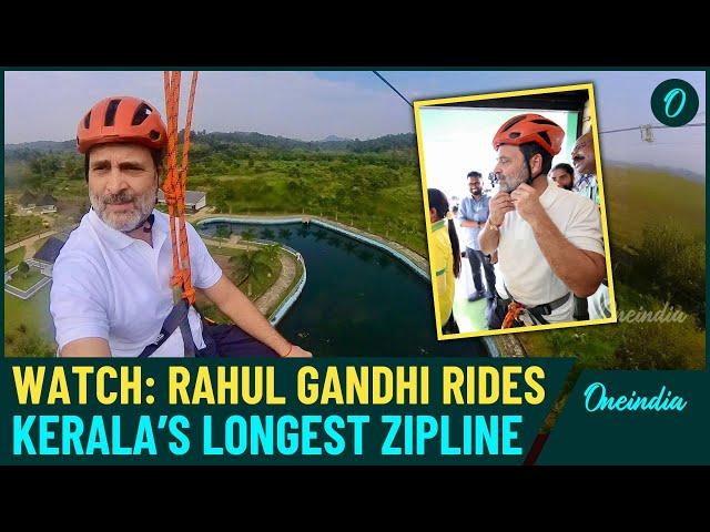 VIDEO | Rahul Gandhi Takes Thrill Ride on Kerala's Longest Zipline, Vows to Boost Wayanad Tourism